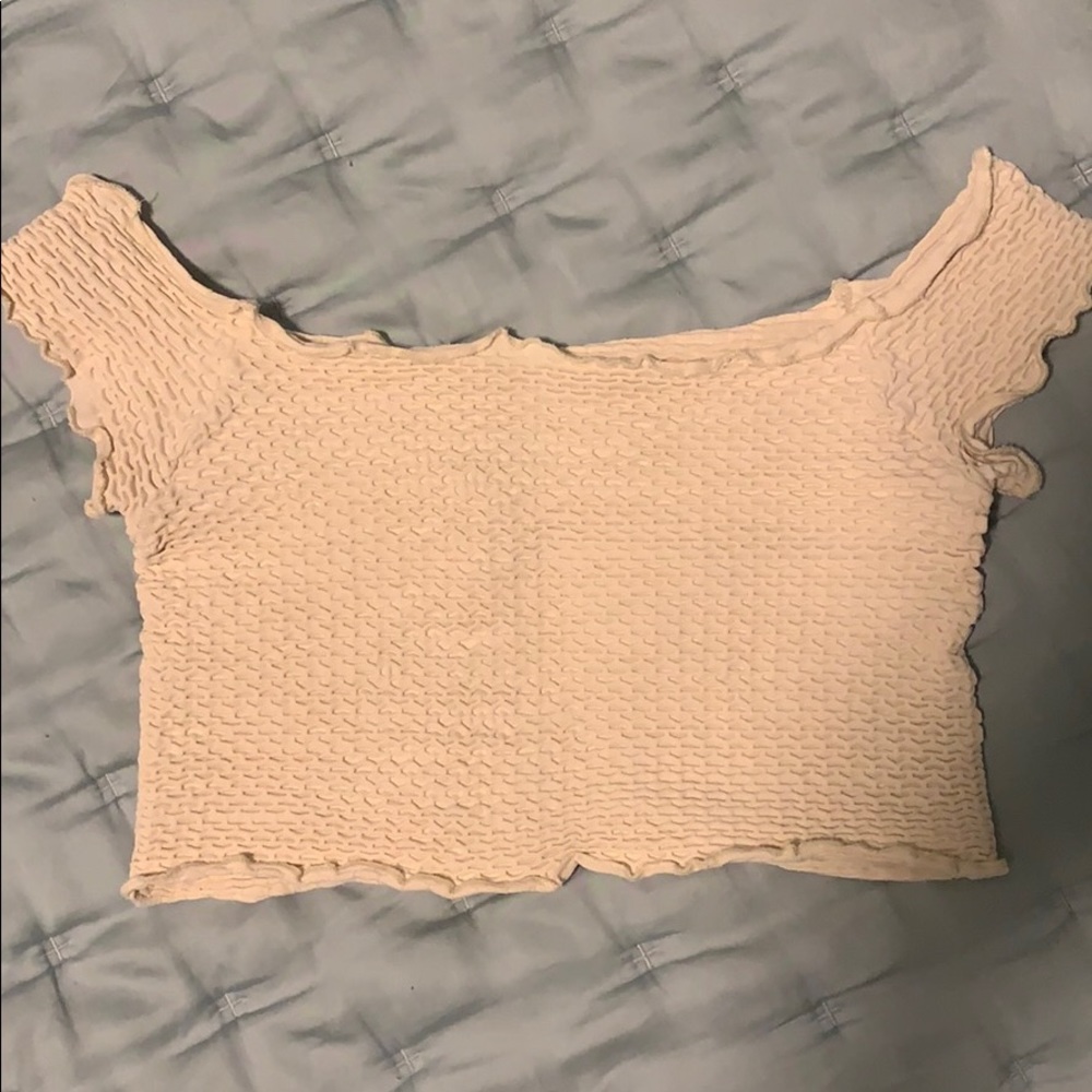 Cute White Crop Top, Patterned, Solid Colored Chic - image 1